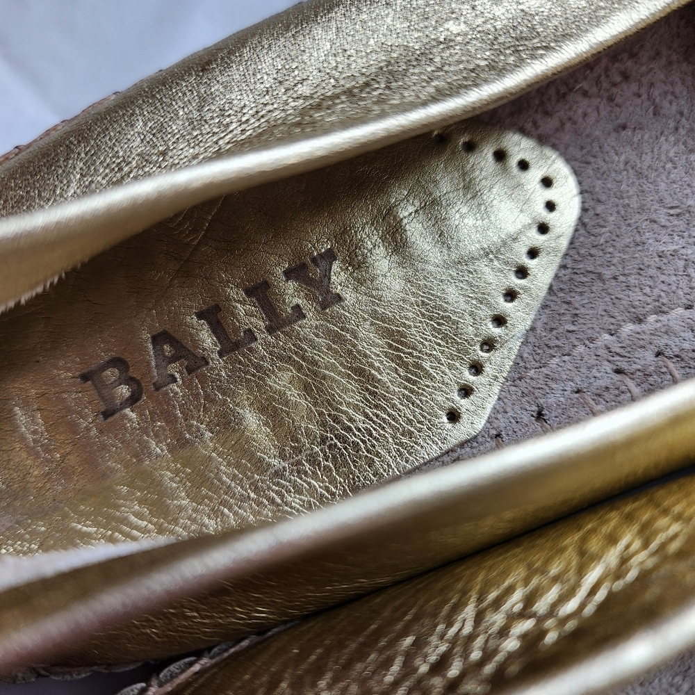 Bally Shoes Forward Driving Mocs Loafers Leather Womens US 10/ EU 41 Metallic - Picture 6 of 11